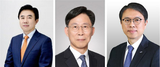 삼성 금융 계열사 최고경영자(CEO). 전영묵 삼성생명 사장(왼쪽부터), 홍원학 삼성화재 사장, 김대환 삼성카드 사장. <각사 제공>